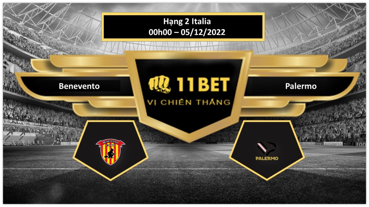 11BET Tip bóng đá Benevento vs Palermo, hôm nay 05/12/2022