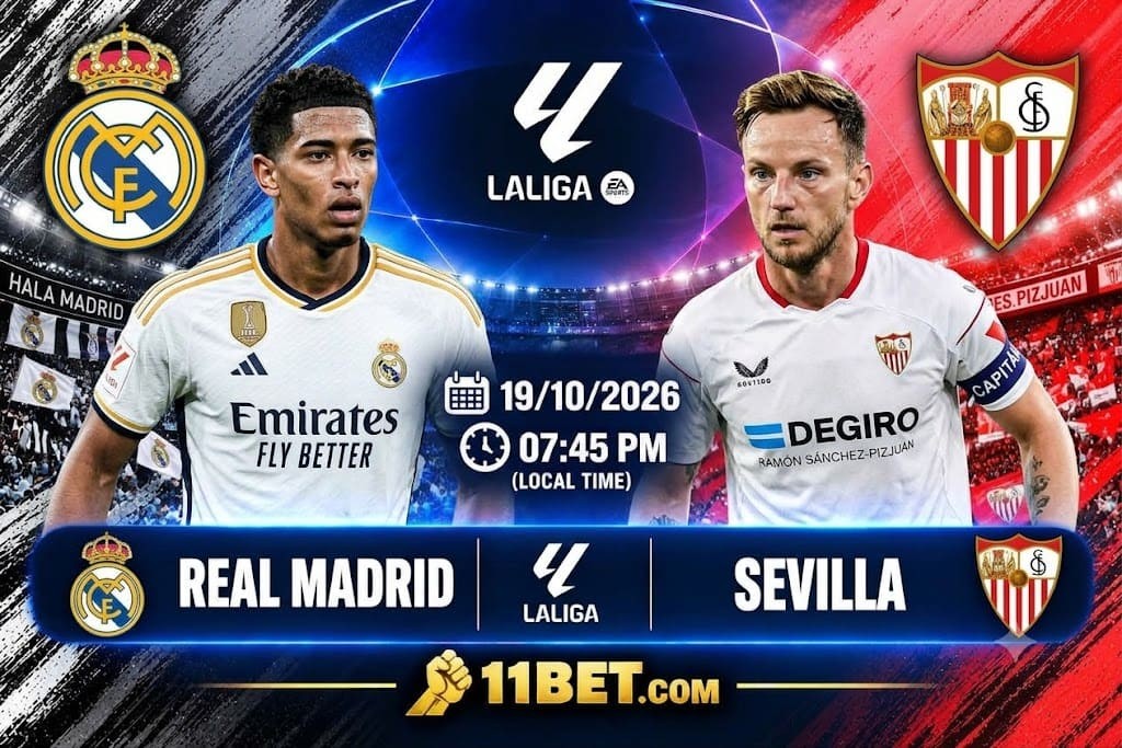 11BET Soi kèo bóng đá Real Madrid vs Sevilla, 02h00 ngày 19/10/2026: Chủ nhà áp đảo tại Bernabeu
