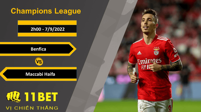 11BET Soi kèo Benfica vs Maccabi Haifa, 2h00, 7/9/2022